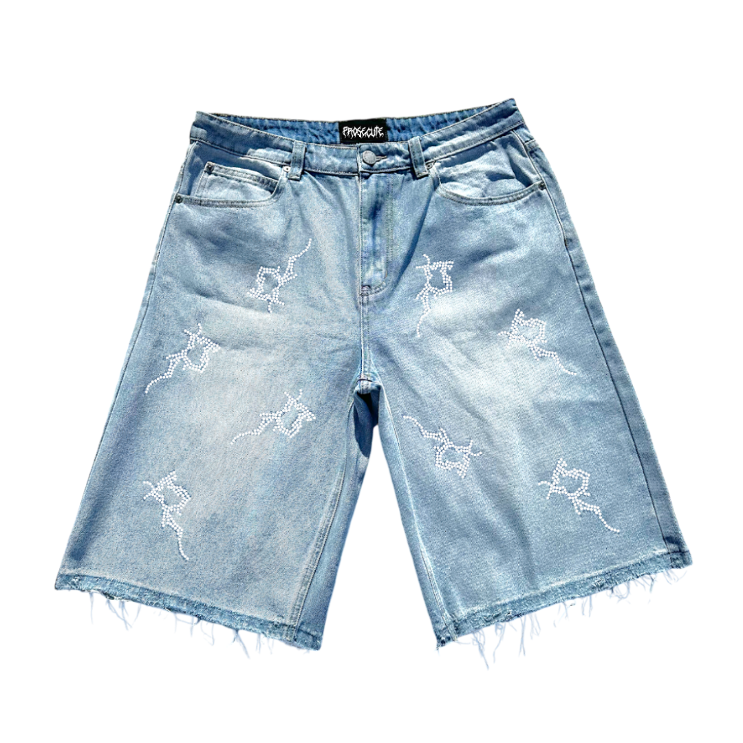 Blue Denim Rhinestone Jorts