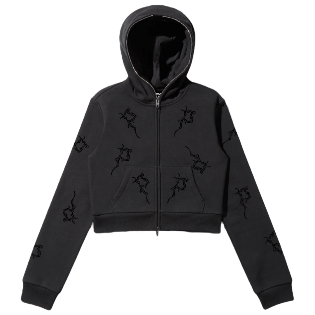 Black Cropped P Full Zip