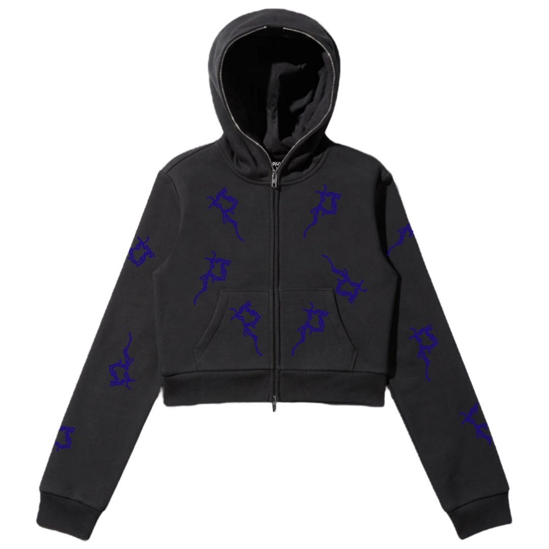 Black Cropped P Full Zip