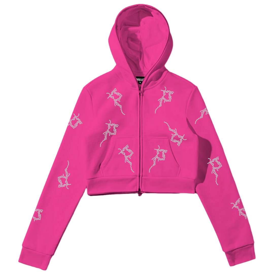 Pink Cropped P Full Zip