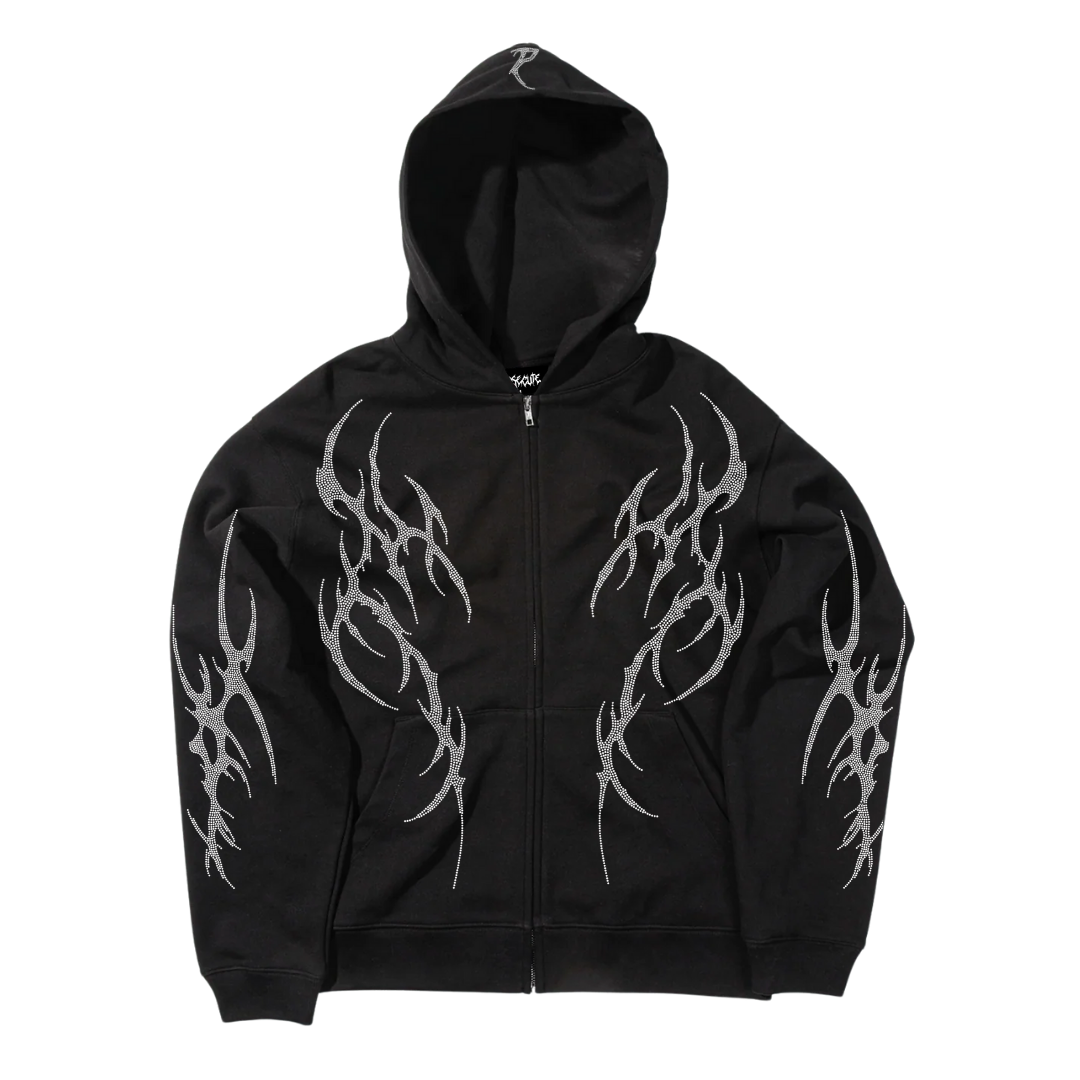 Black Transcend Zip Up Hoodie