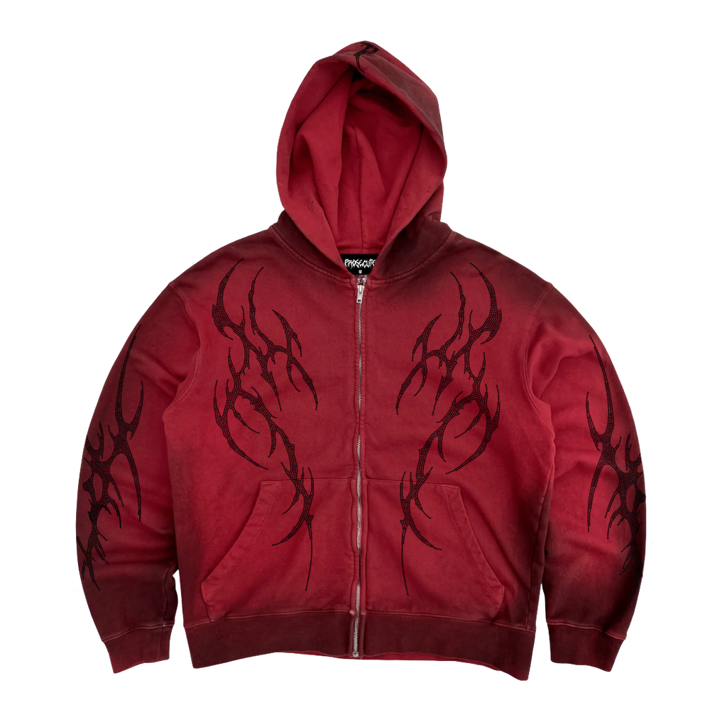 Red Transcend Zip Up Hoodie