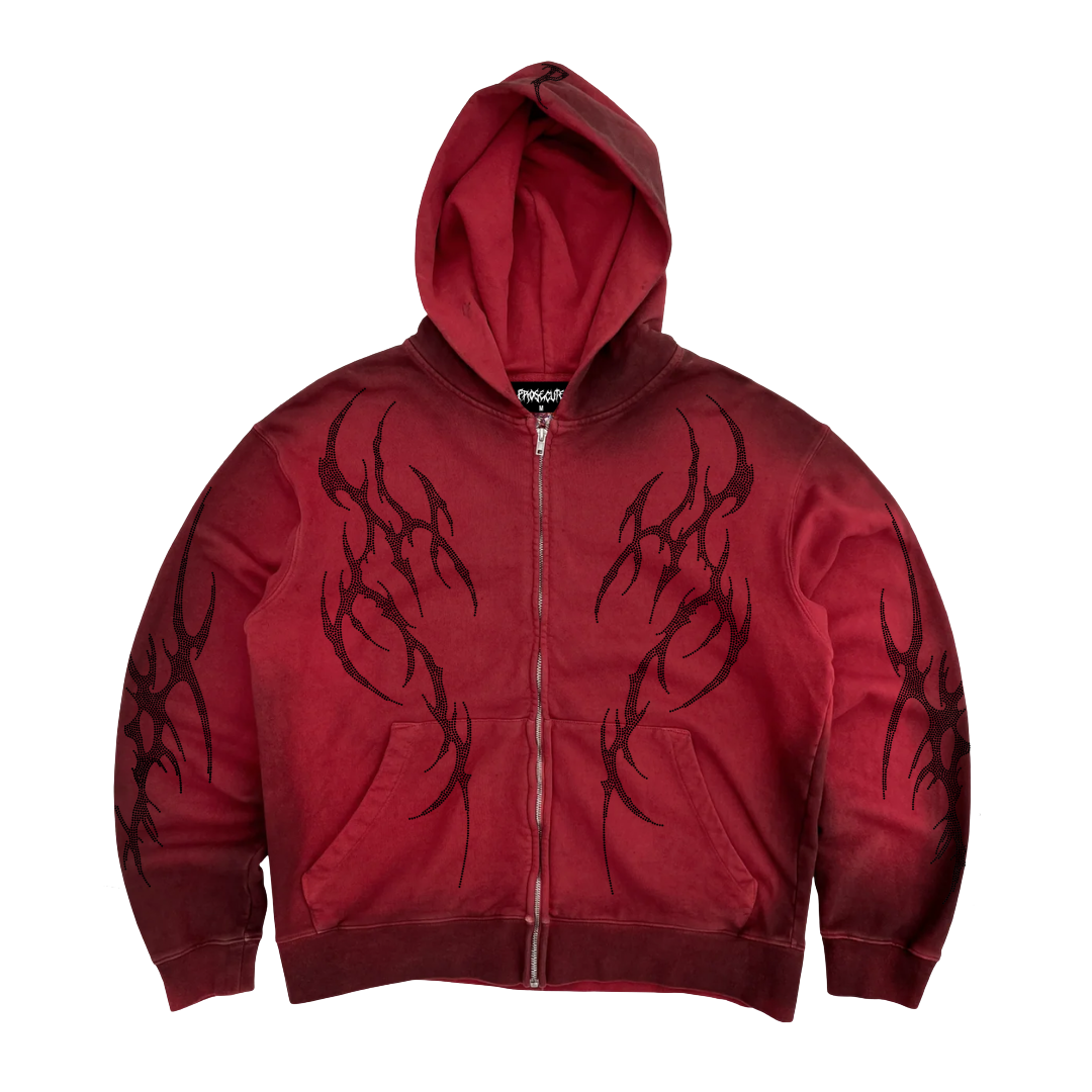 Red Transcend Zip Up Hoodie