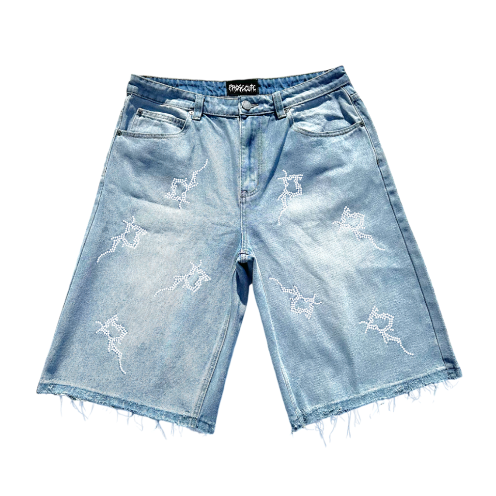 Blue Denim Rhinestone Jorts