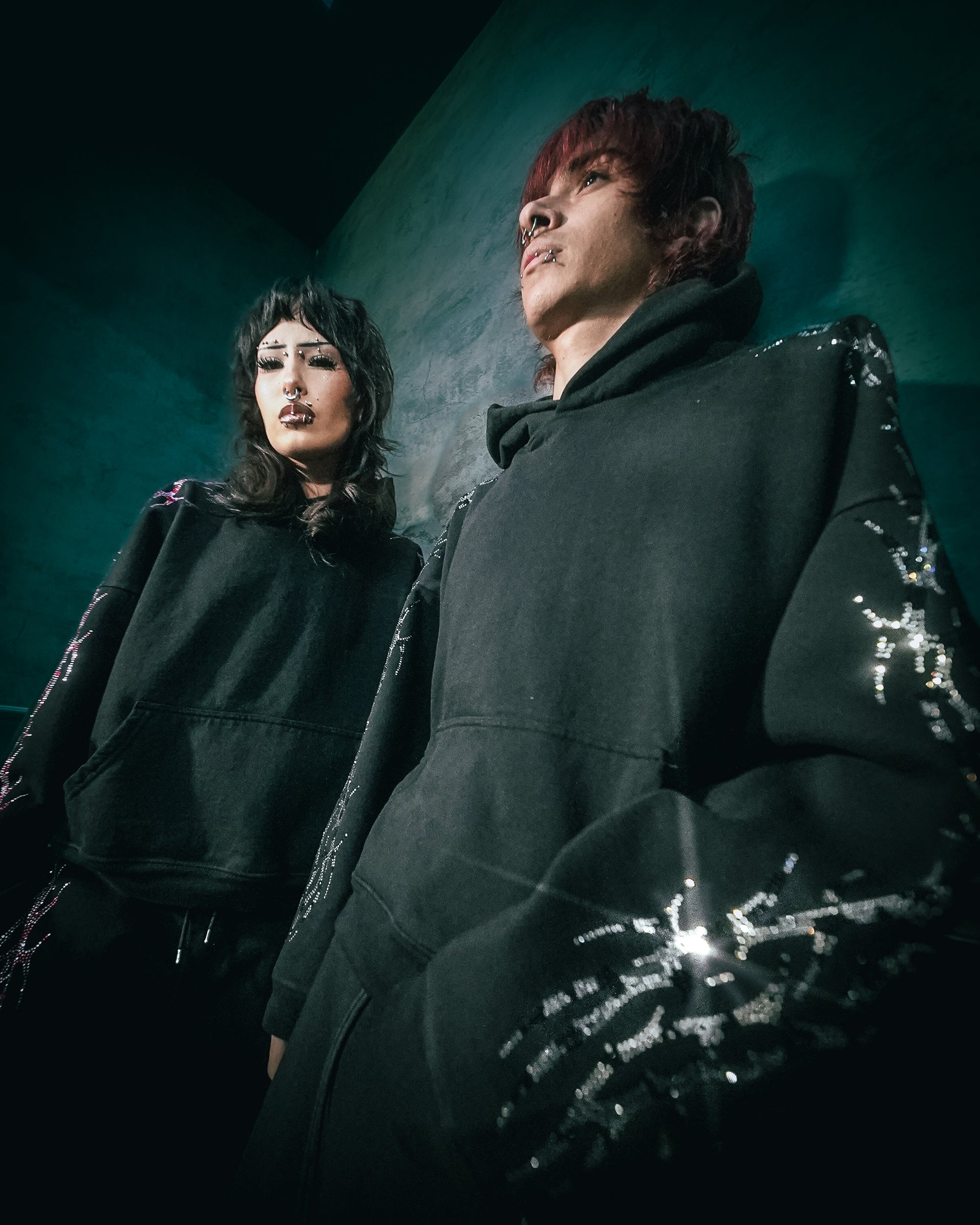 "GREY LEOPARD" REVAMPED RHINESTONE HOODIE