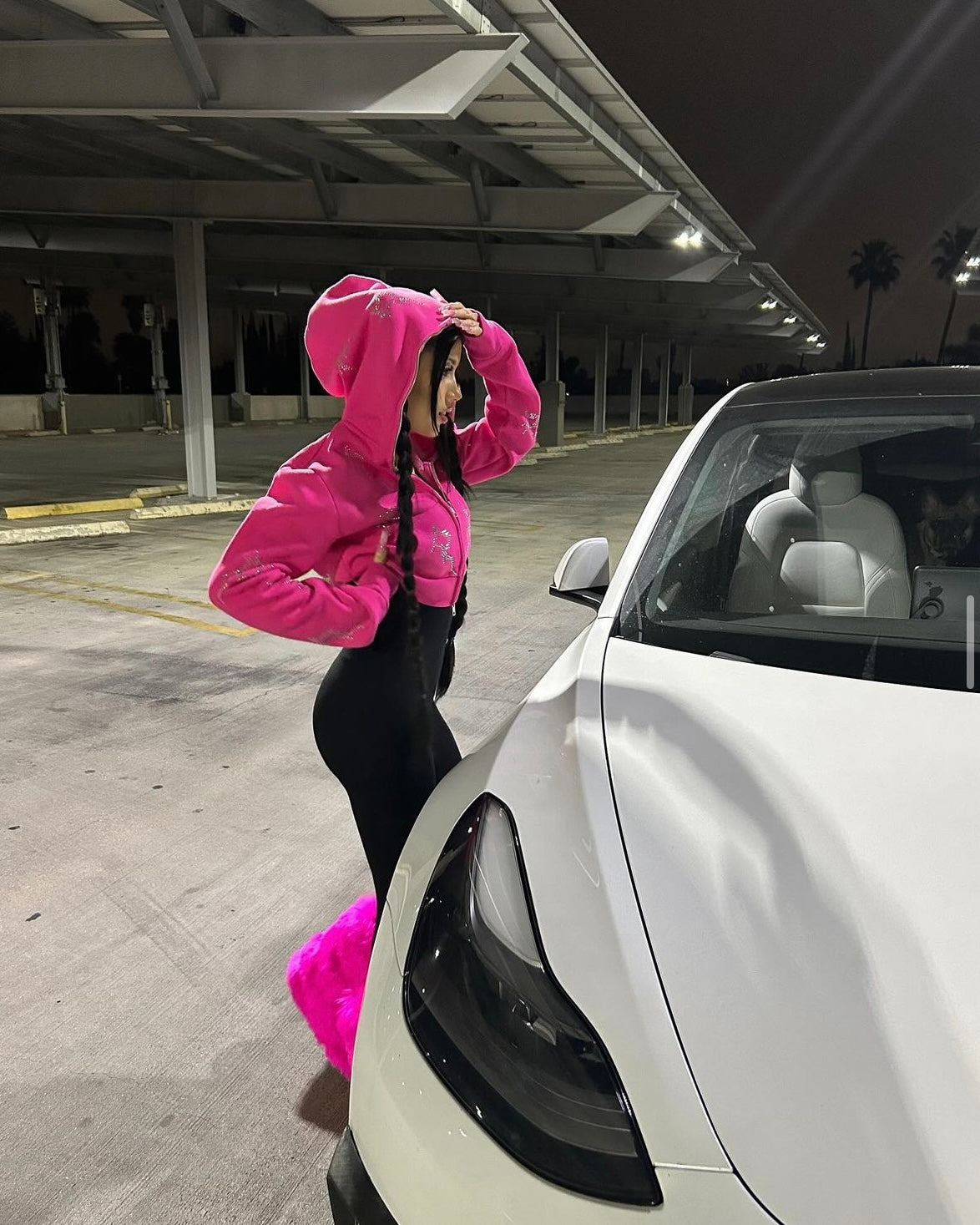 Pink Cropped P Full Zip