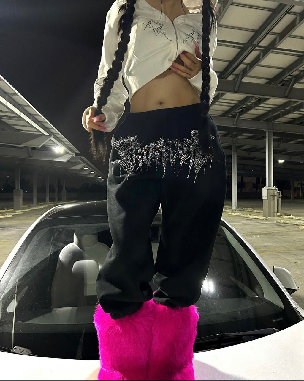 White Cropped P Full Zip