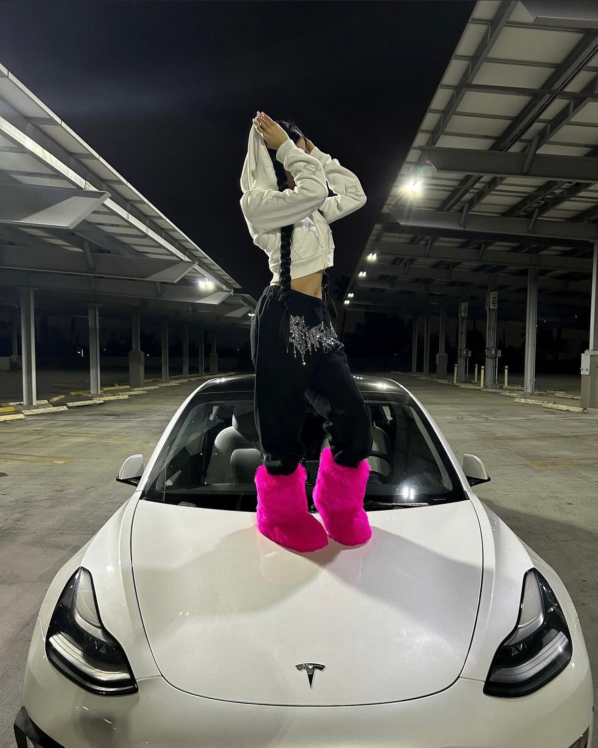 White Cropped P Full Zip