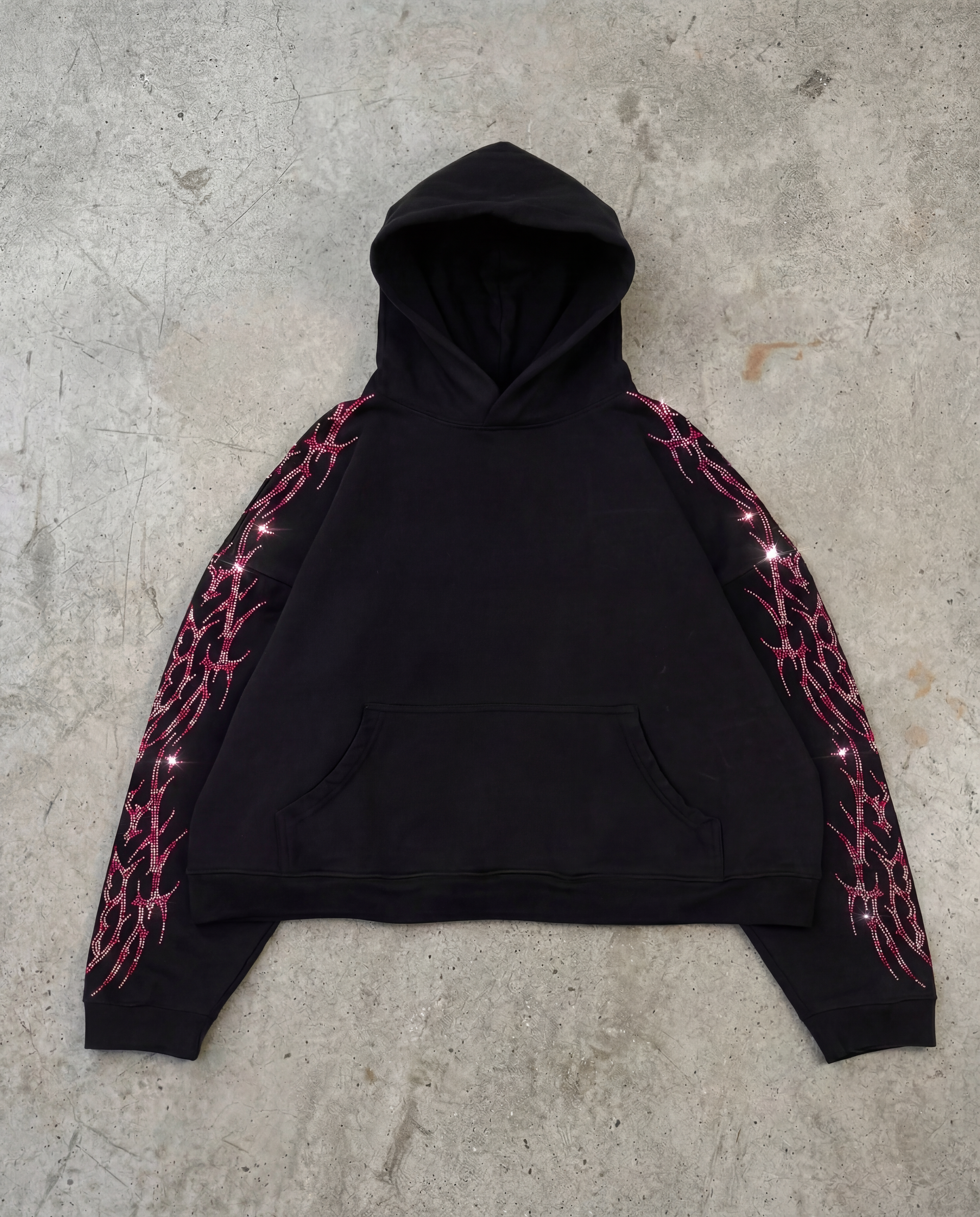 "PINK LEOPARD" REVAMPED RHINESTONE HOODIE
