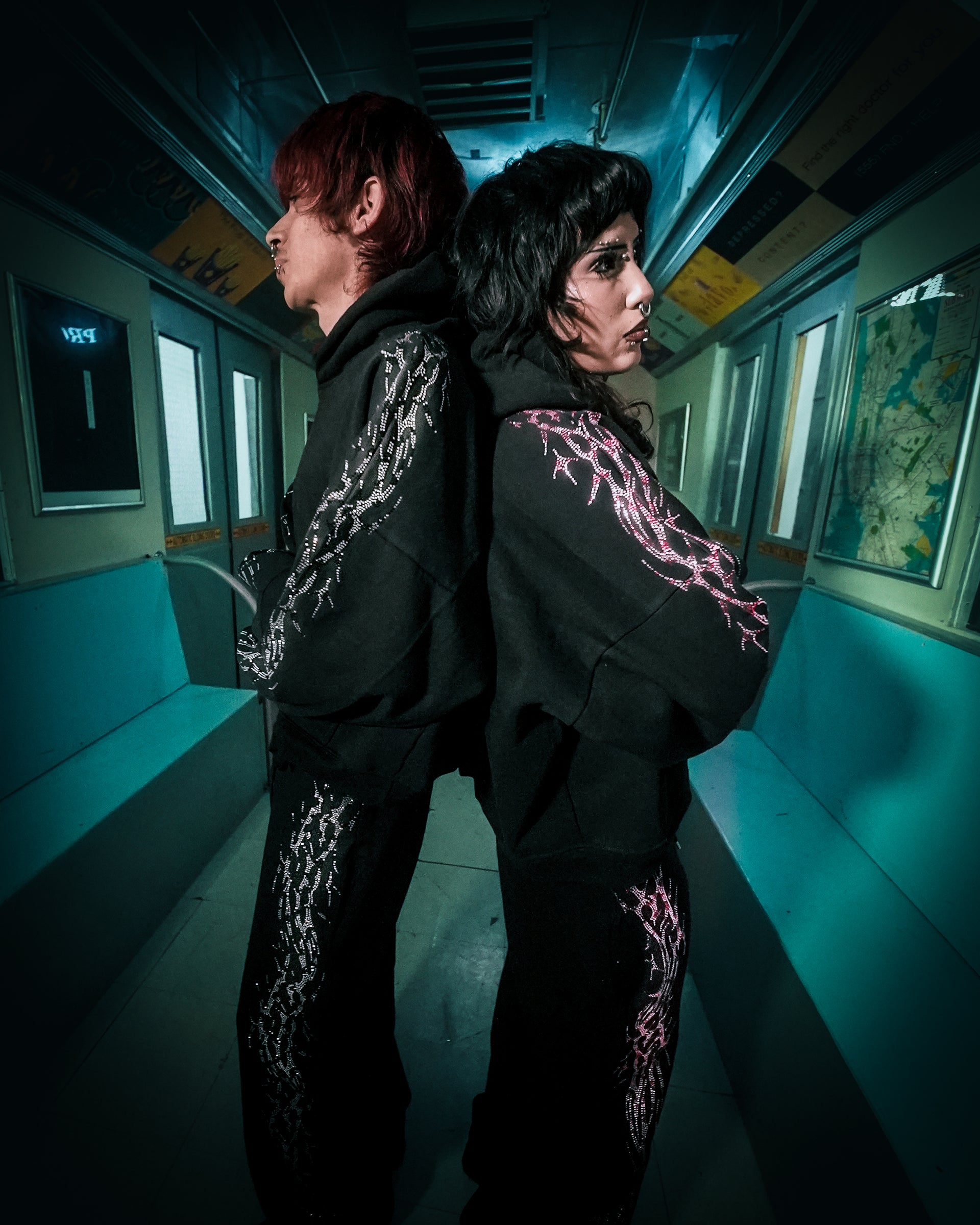 "PINK LEOPARD" REVAMPED RHINESTONE SWEATPANTS