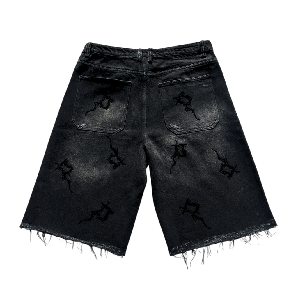 Black Rhinestone Jorts