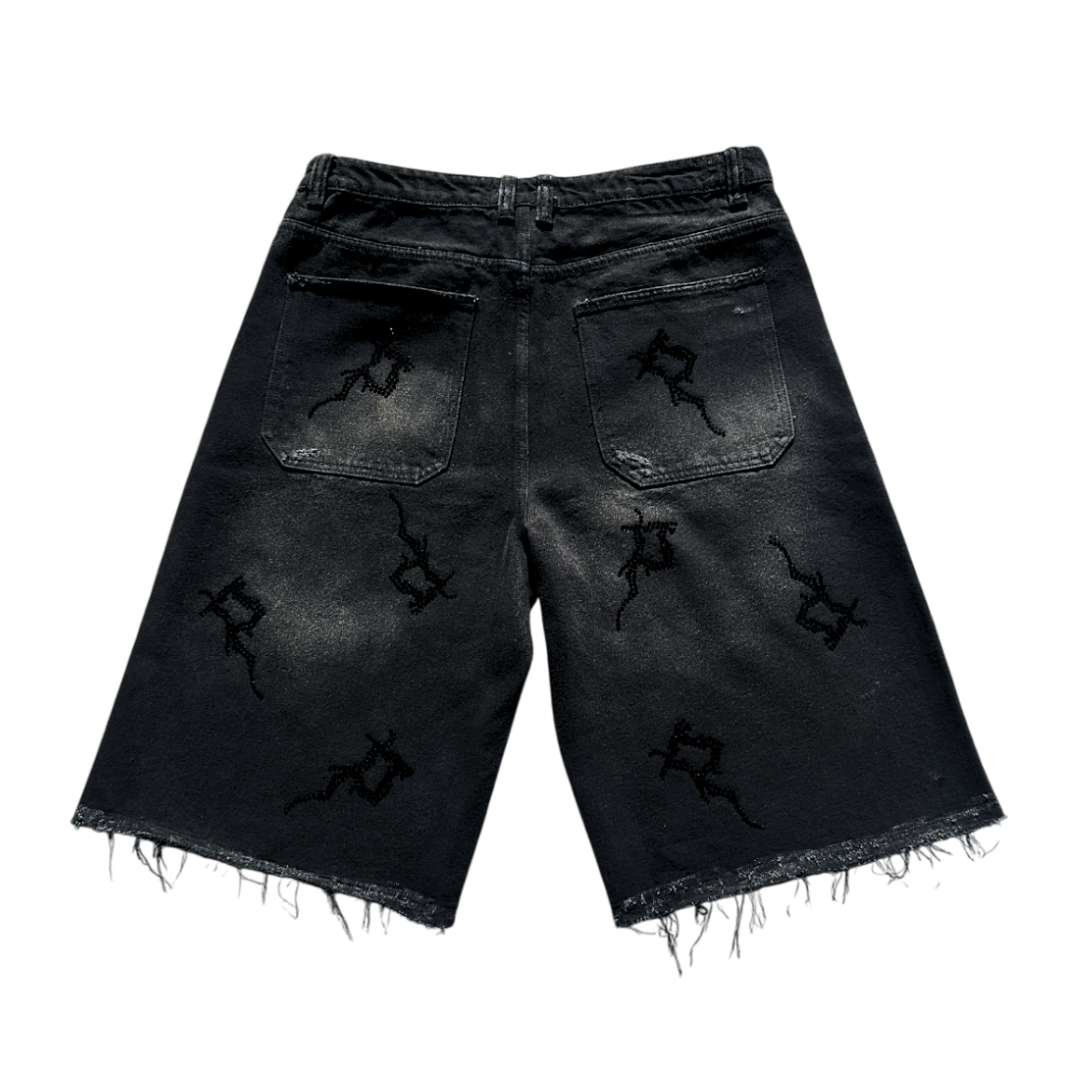Black Rhinestone Jorts