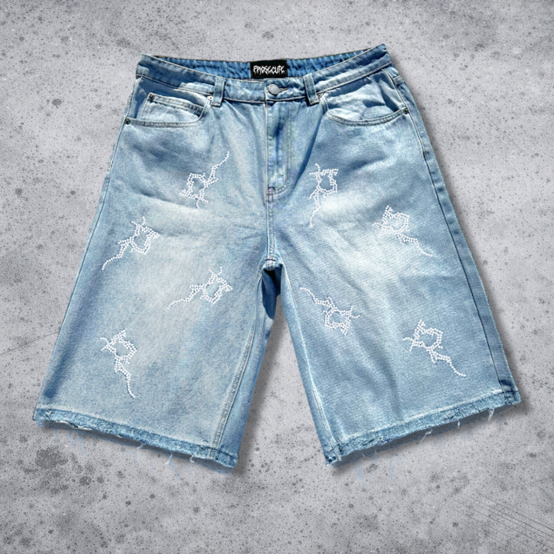 Blue Denim Rhinestone Jorts