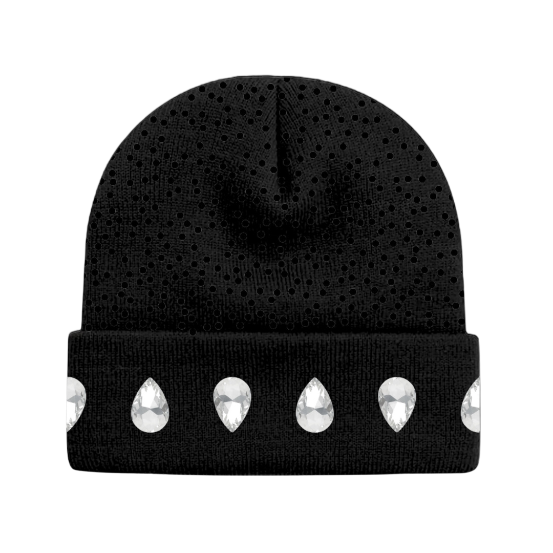 Crystal Teardrop Cuff Beanie