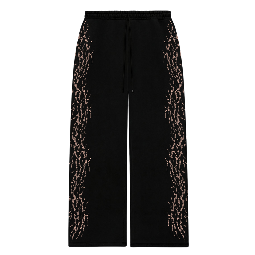"LEOPARD" REVAMPED RHINESTONE SWEATPANTS