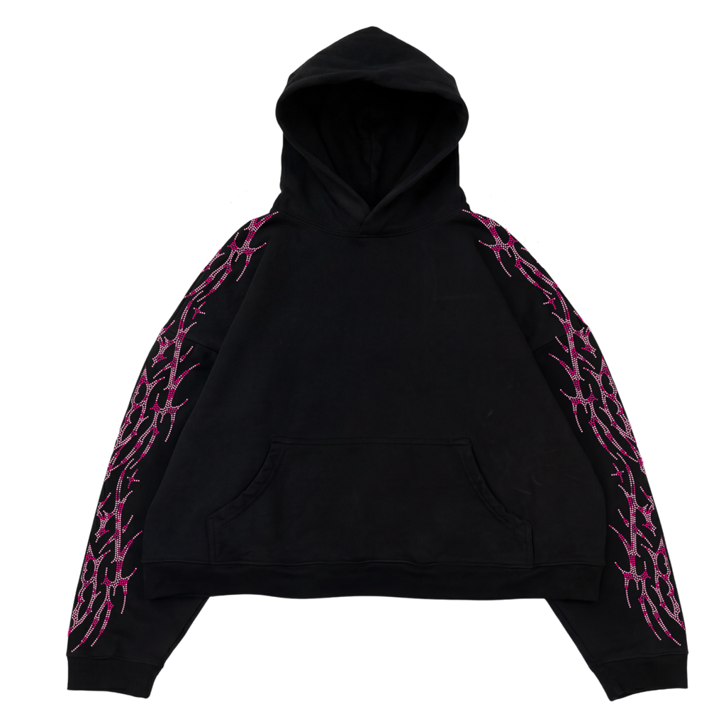 "PINK LEOPARD" REVAMPED RHINESTONE HOODIE