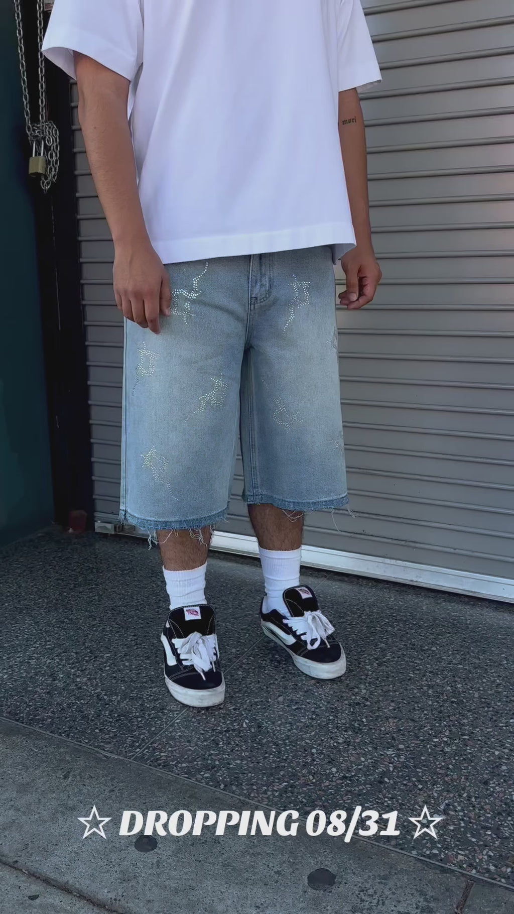 Blue Denim Rhinestone Jorts