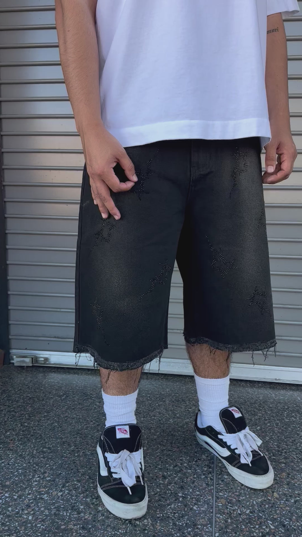 Black Rhinestone Jorts