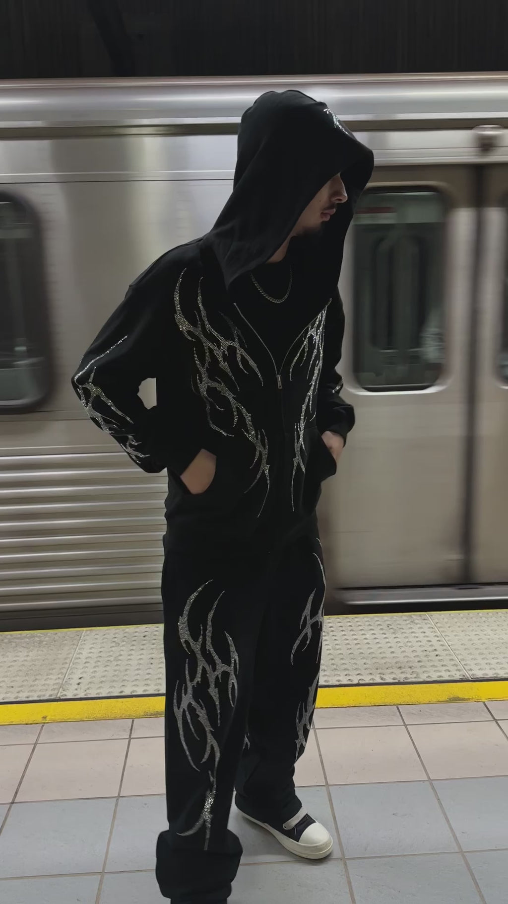 Black Transcend Zip Up Hoodie