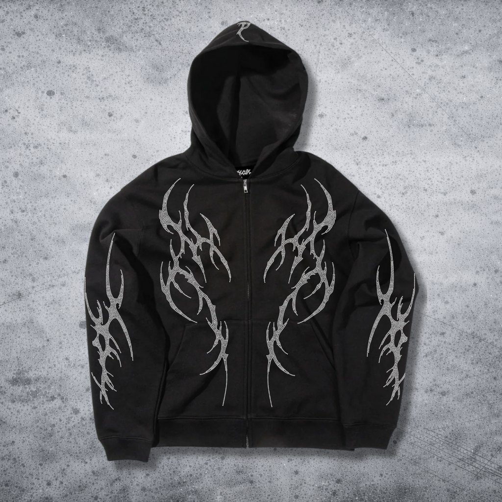 Black Transcend Zip Up Hoodie