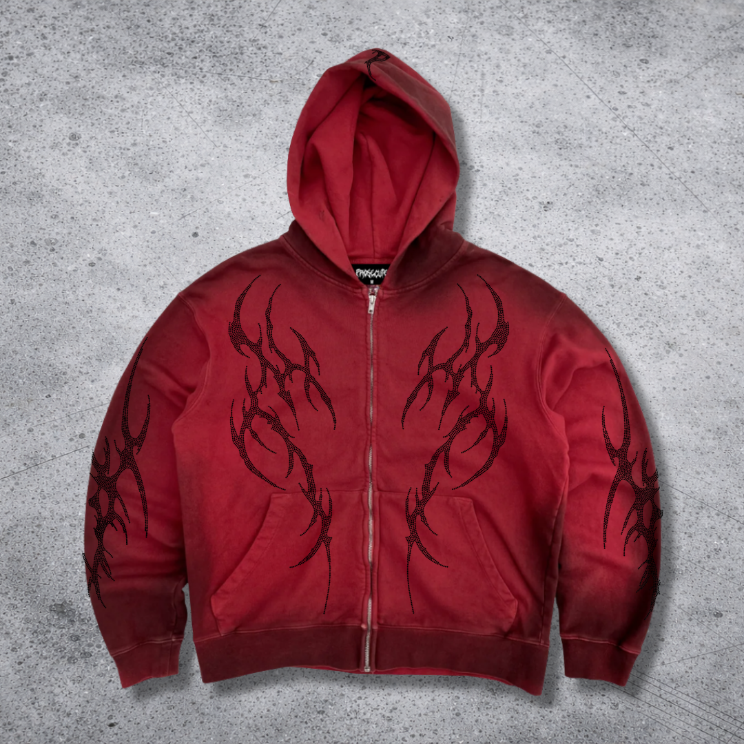 Red Transcend Zip Up Hoodie