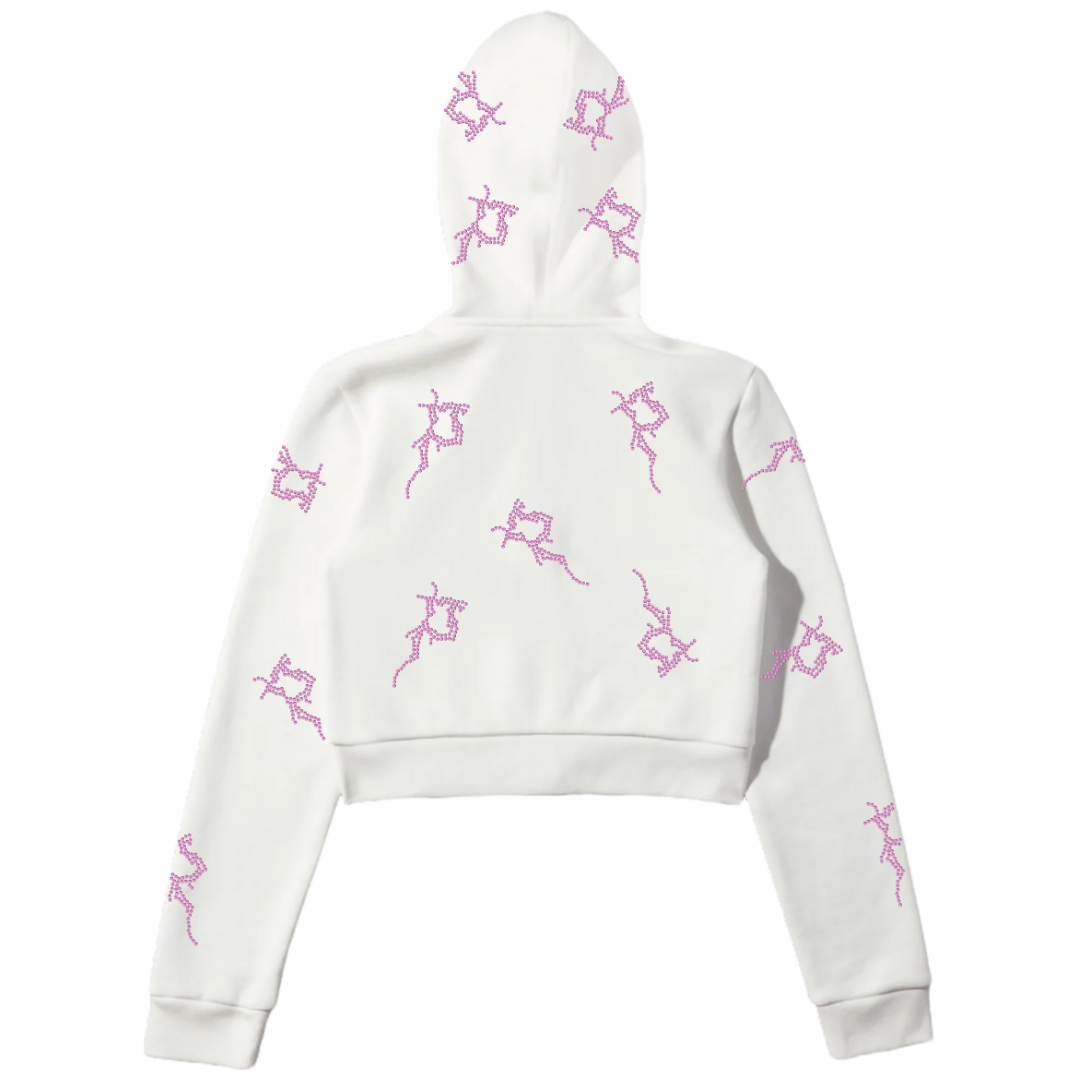 White Cropped P Full Zip