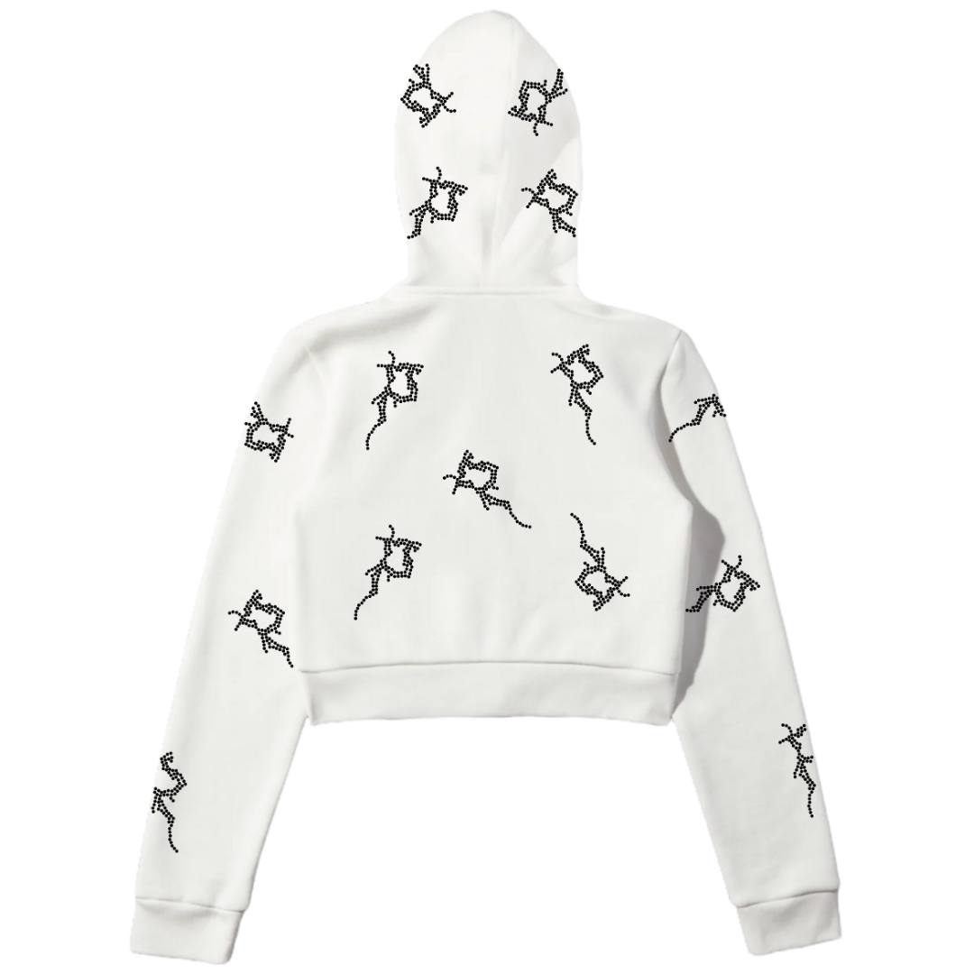 White Cropped P Full Zip