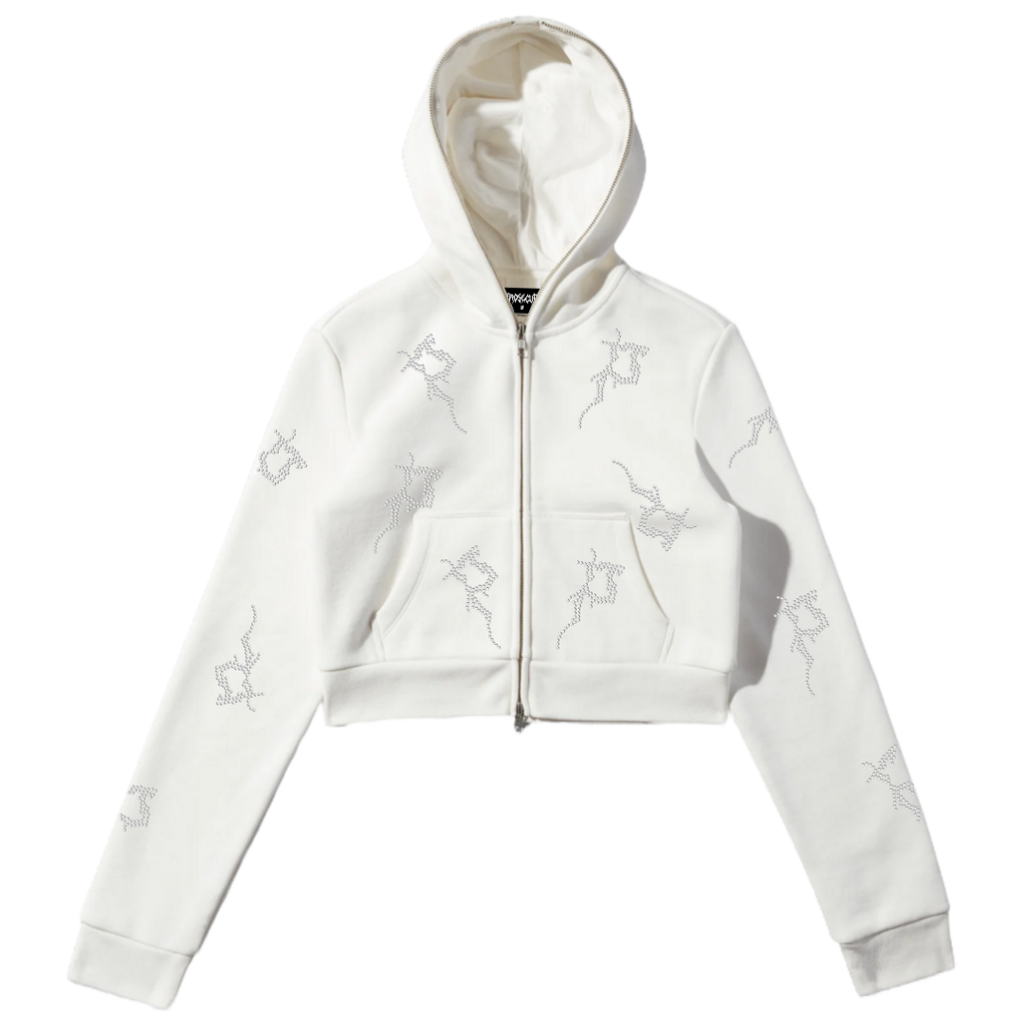 White Cropped P Full Zip