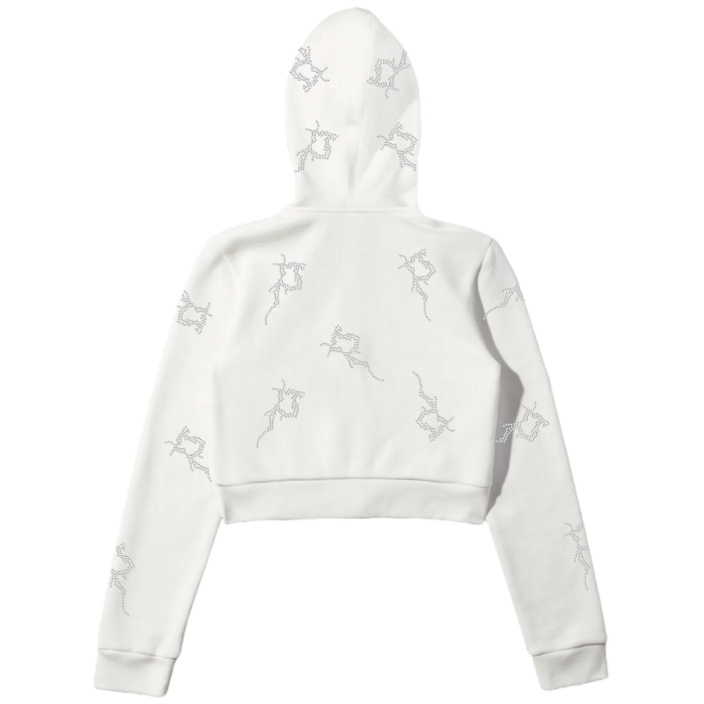 White Cropped P Full Zip