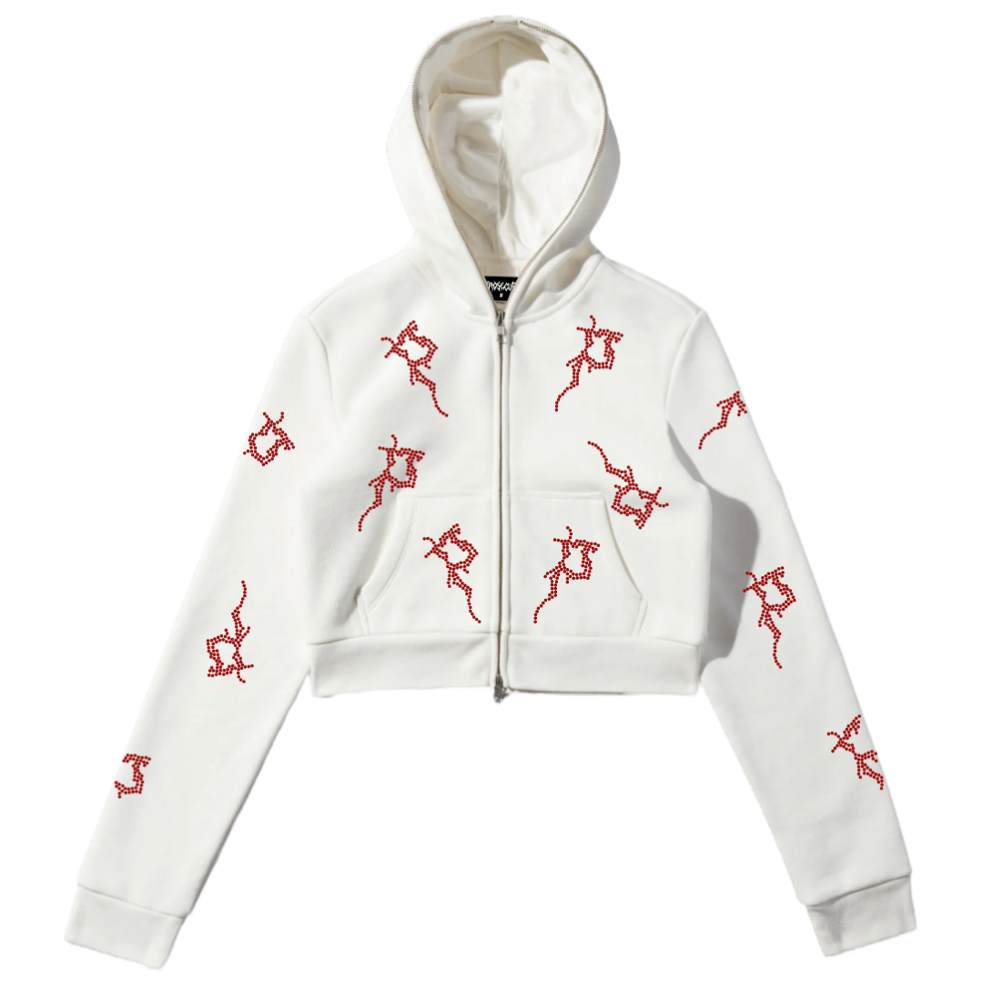 White Cropped P Full Zip