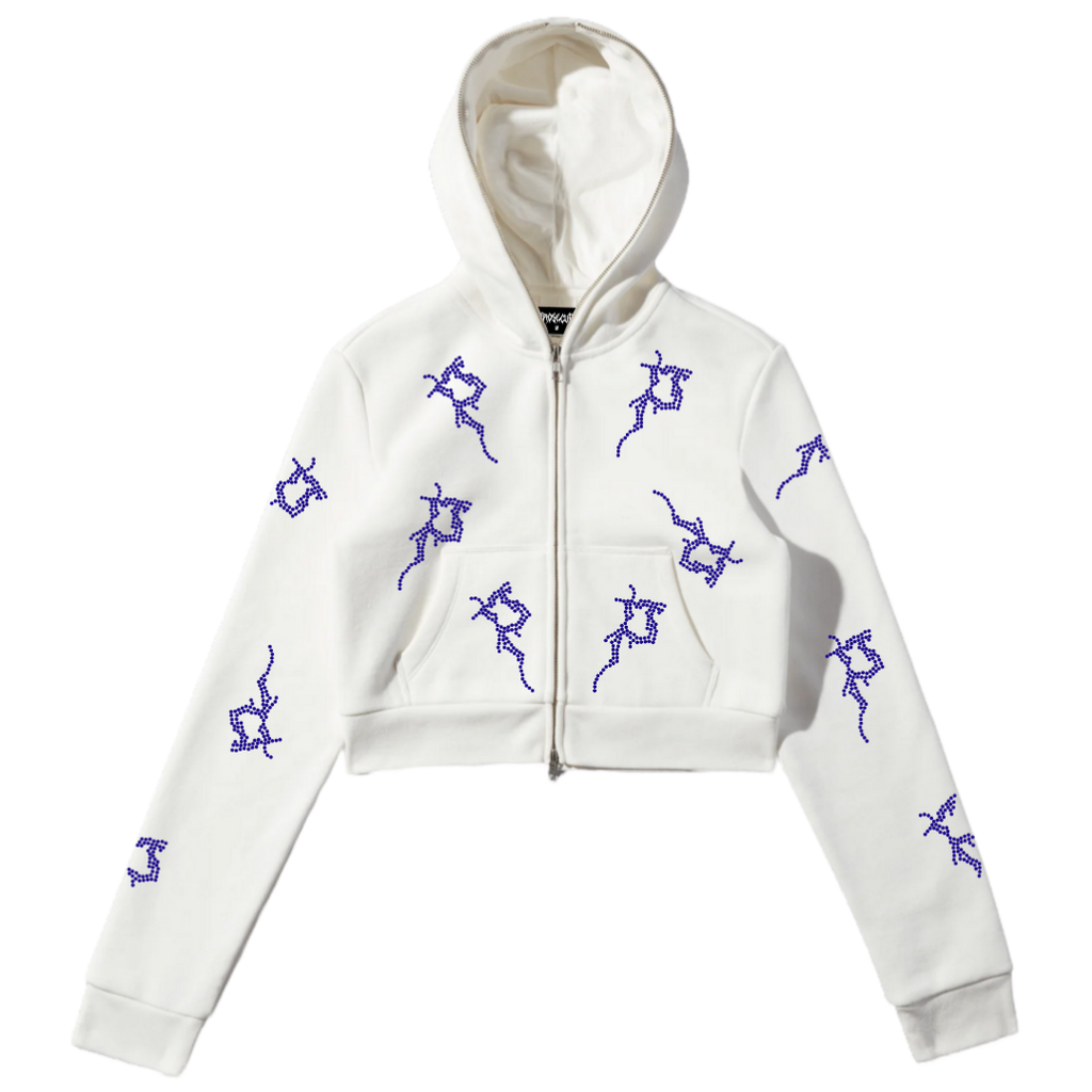 White Cropped P Full Zip
