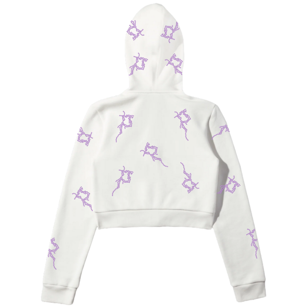 White Cropped P Full Zip